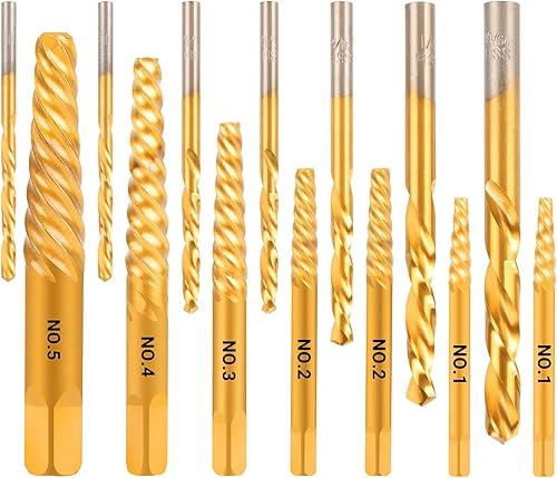 Juego de 14 extractores de tornillos fáciles de sacar y juego de brocas para mano izquierda, juego de extractor de tornillos pelados para quitar