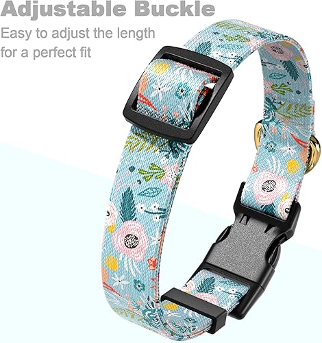 Miniatura 6 de Collar de perro, collares ajustables personalizados para perros medianos, lindo collar floral para cachorros para perros machos y hembras, collar