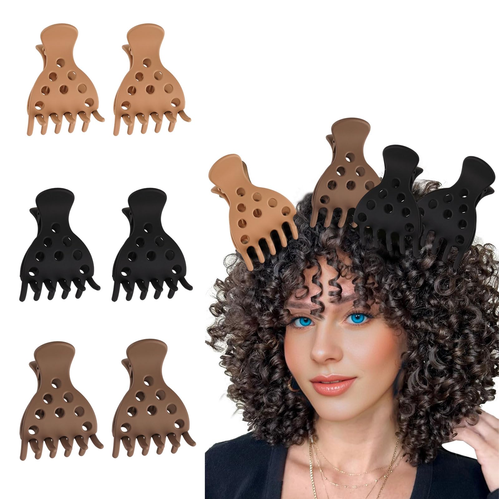 BelleVive 6 pezzi clip volumizzanti per capelli, clip per volume ricci e clip a granchio, sollevatori di radici per ricci elastici, clip sollevanti senza pieghe, colore 2