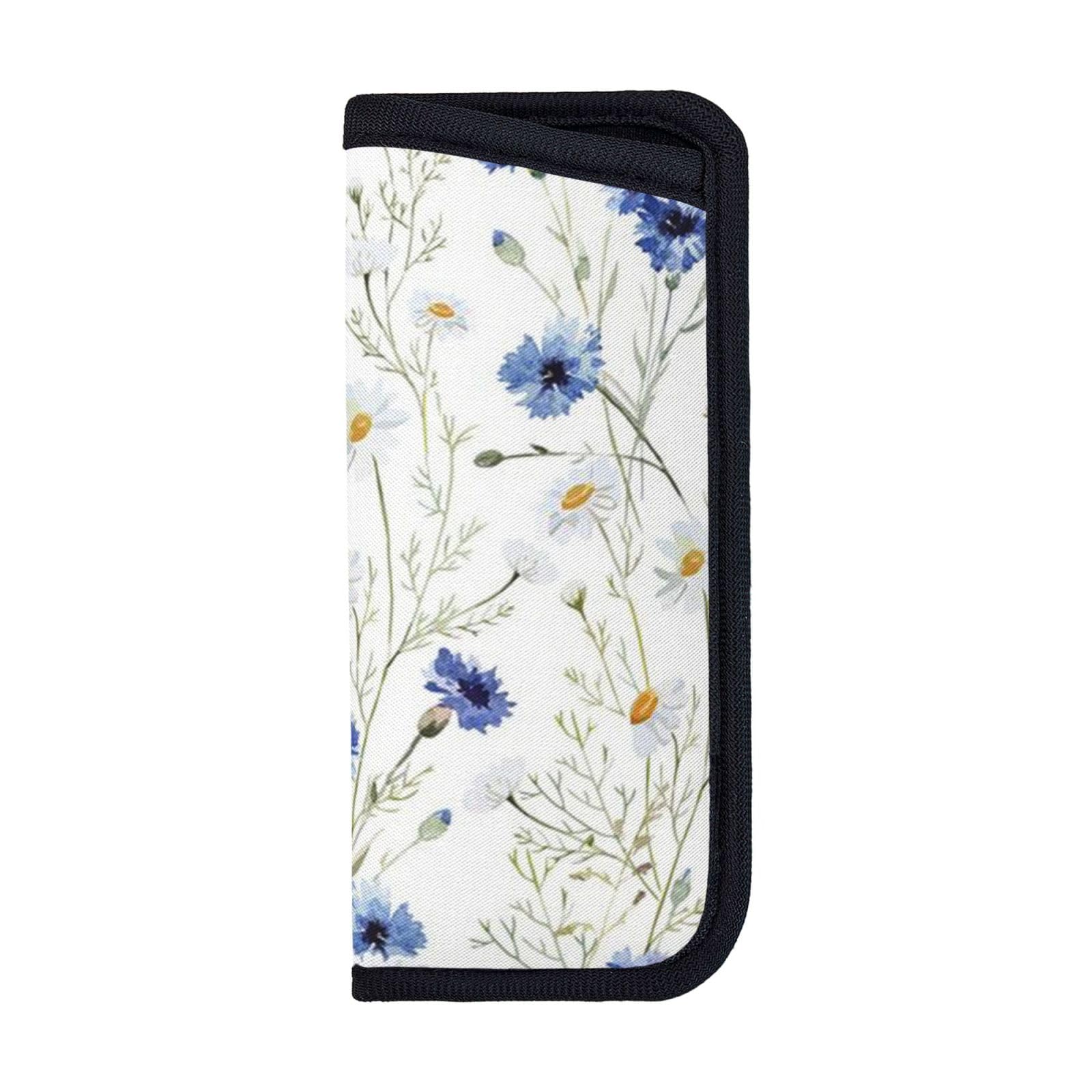 EZDLOWVBA Flowers And Cornflowers Daisies Print Glasses Pouch Slim - Soft Eyeglasses Bag Spectacles Sleeve Portable Cloth Eyewear Case Sunglasses Case