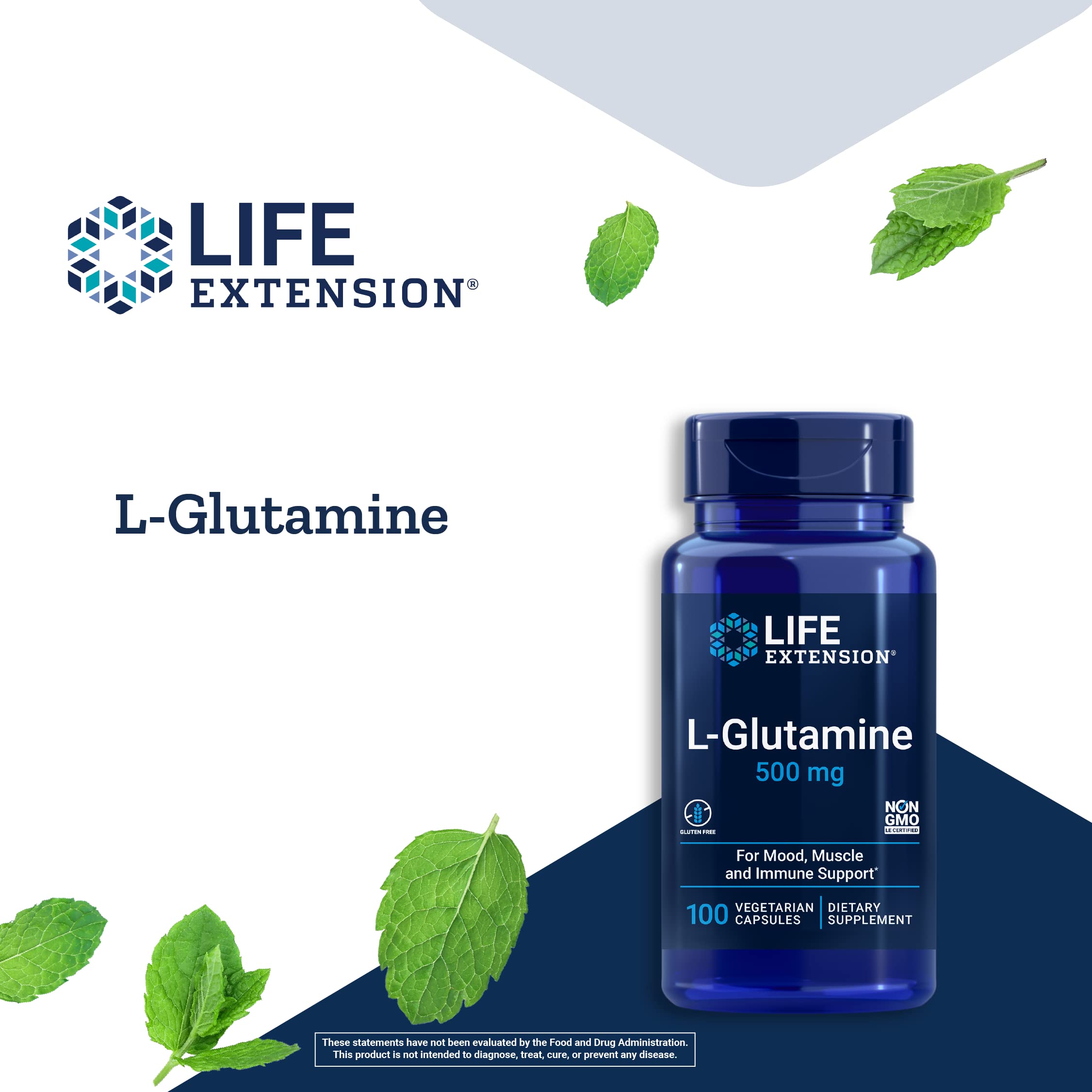 Life Extension LGlutamine 500mg For Muscle, Energy, Gut & Immune