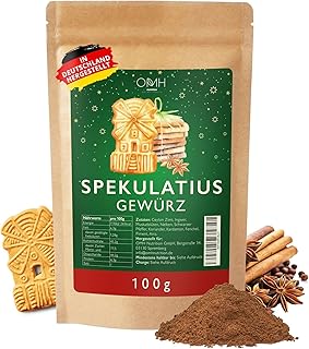 OMH nutrition OH MY HEALTH Spekulatiusgewürz, 100g Gewürzmischung, Getrocknetes Pulver für Weihnachtsgebäck, mit Zimt, Anis, Nelken, Piment, Kardamom, Fenchel, Koriander, Ingwer, Muskatblüten