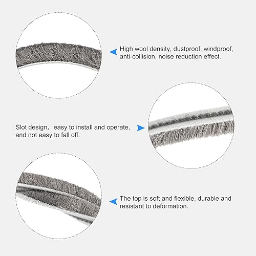 Miniatura 4 de METALLIXITY Burlete de cepillo (316 pulgadas x 14 pulgadas x 32.8 pies), ranura para tarjetas, tira elástica para cepillo de puerta, ventana, armario