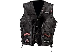 Harley Davidson Men's Genuine Leather Motorcycle Vest with 14 Patches