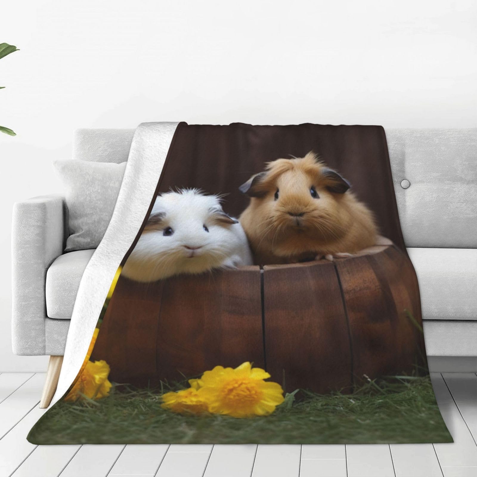 KLOPH Guinea Pigs Throw Blanket 80"x60" Flannel Fluffy Warm Blanket for Couch, Reversible Plush Blankets for Bed, Comfy Fuzzy Blanket for Sofa, Plush Lightweight-Blankets for All Season
