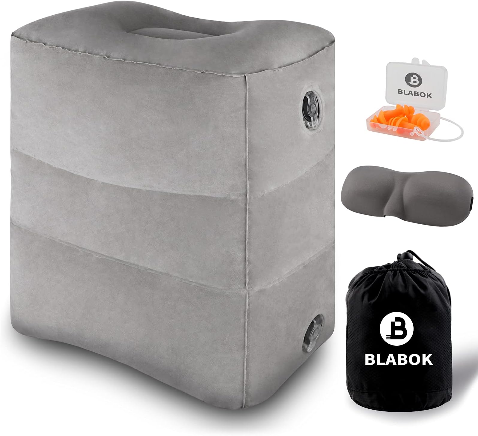 Inflatable Foot Rest for Air Travel, Airplane Footrest Adjustable Height Travel Foot Pillow Kids Bed,Portable Foot Rest Pillow for Kids & Adults on Plane,Car,Train,Office (Light Grey)