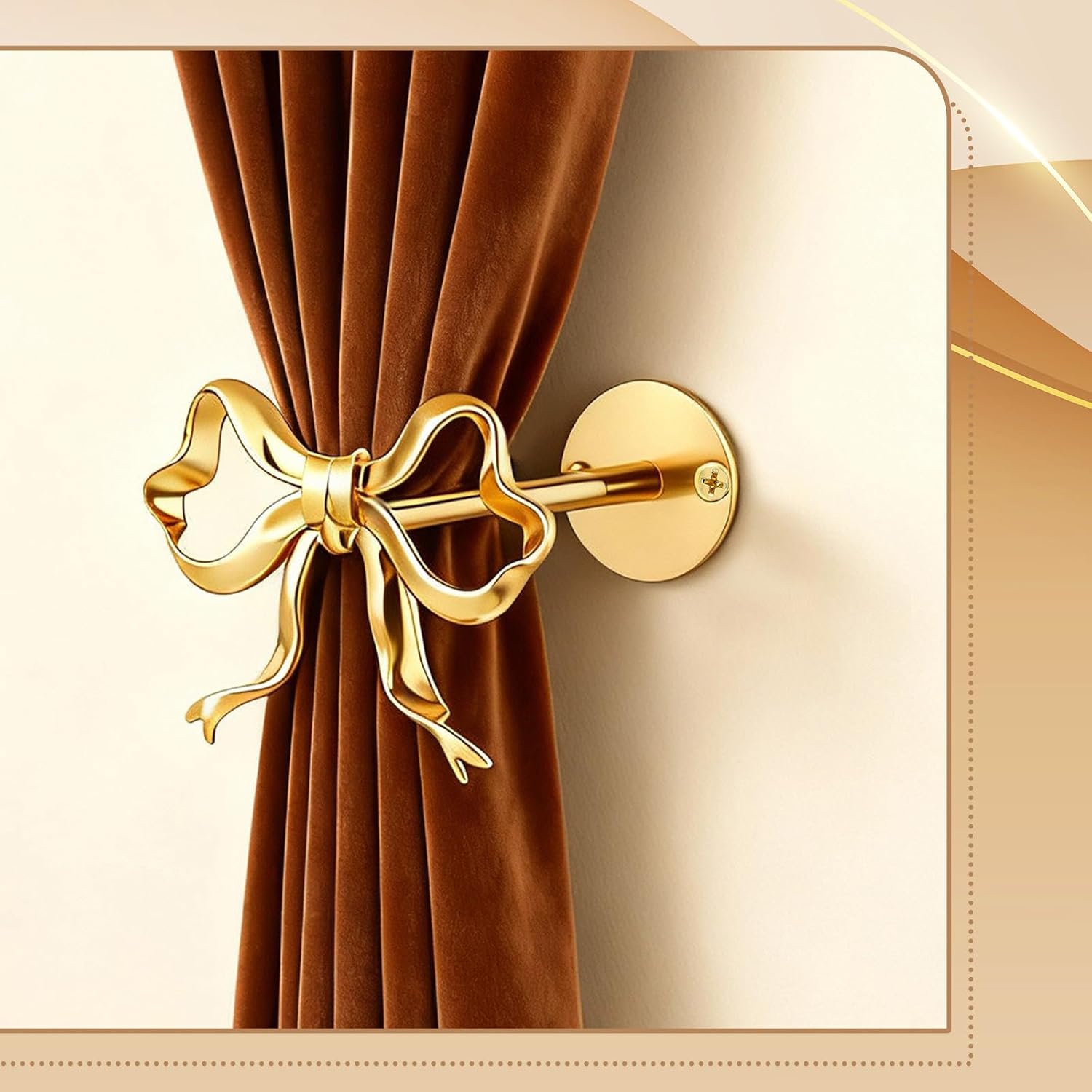 COMNICO Metal Bow Curtain Holdback 2 Pack Metal Wall Mounted Bow Wall Hook