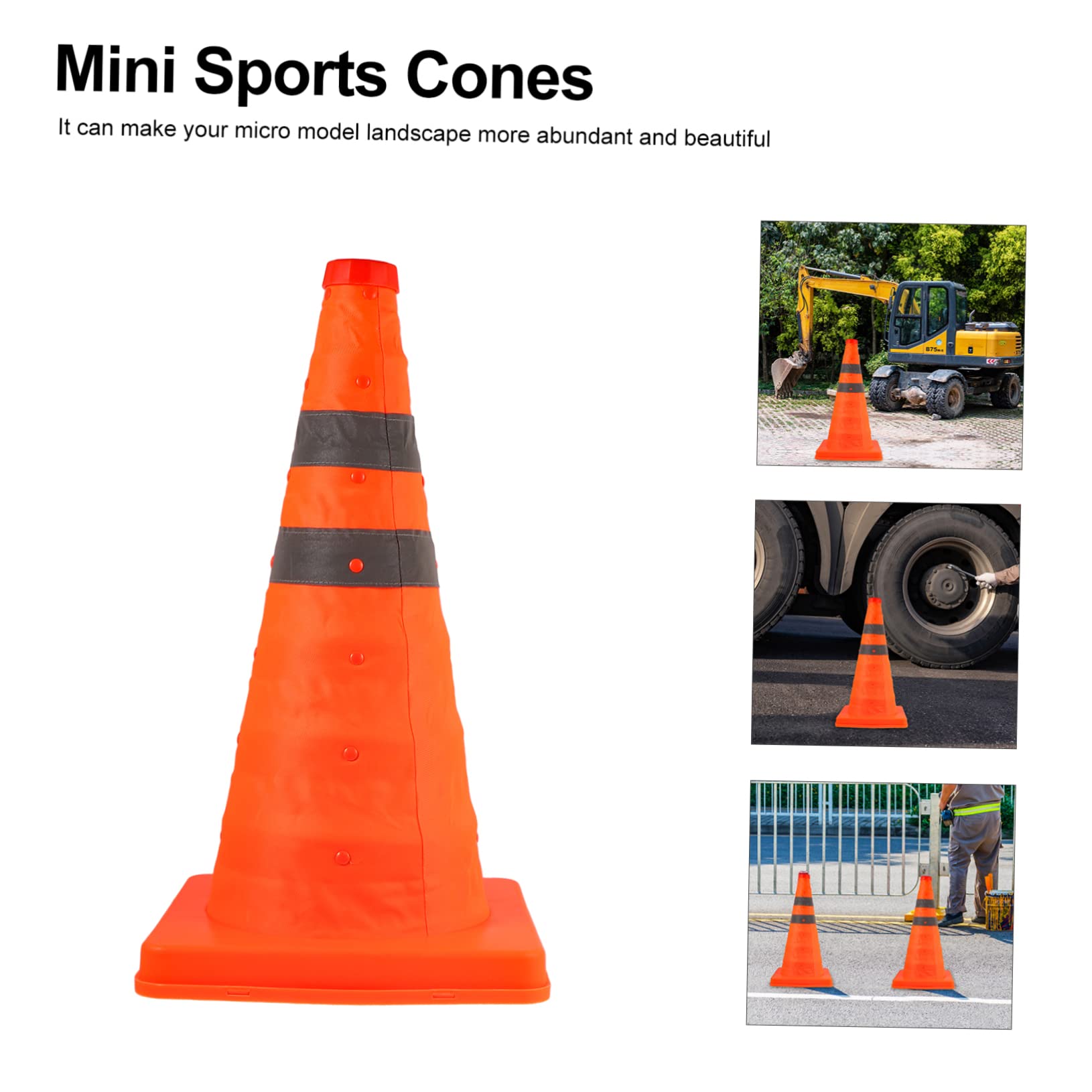 Cône de Signalisation Rétractable PP Orange 45cm, Lot de 2 | Réfléchissant, Pliable et Réutilisable, pour Parking et Panne, Noir, Usage Routier