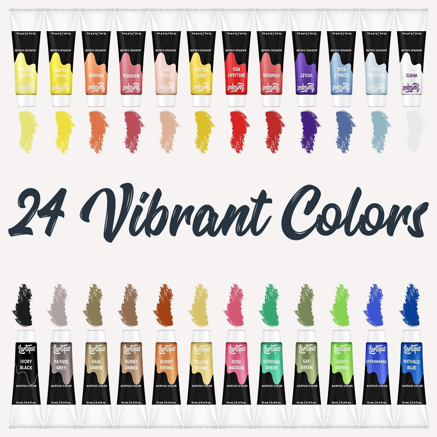 Lartique 47 Piece Painting Supplies kit - Complete Painting Kits for Adults - Professional Painting Art Sets for Adults, Kids, and Artists - Acrylic Paint Set with Canvas, Mini Easel & 24 Paint Tubes