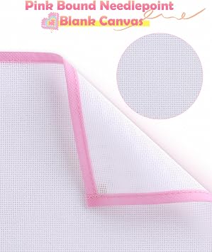 3PCS Pink Bound Needlepoint Canvas 18 Mesh Cotton Blank Canvas
