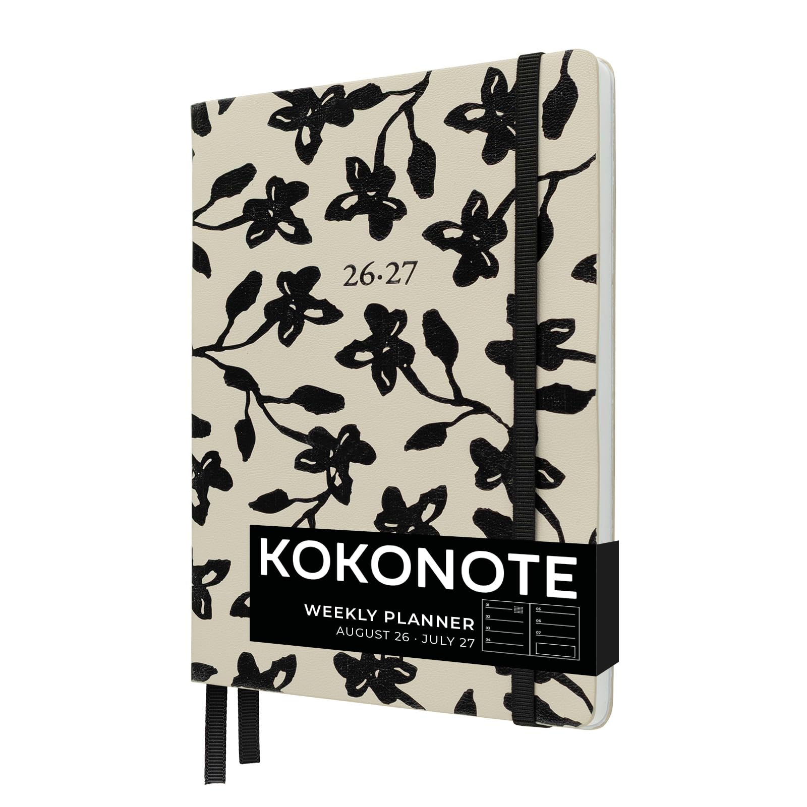 Kokonote Pocket Academic Diary 2026-2027 Week to View - Midnight Dahlia | Academic Planner 2026-2027, Back to School Diary 2026 2027 Week View, Weekly Planner | Aesthetic Stationery Gifts
