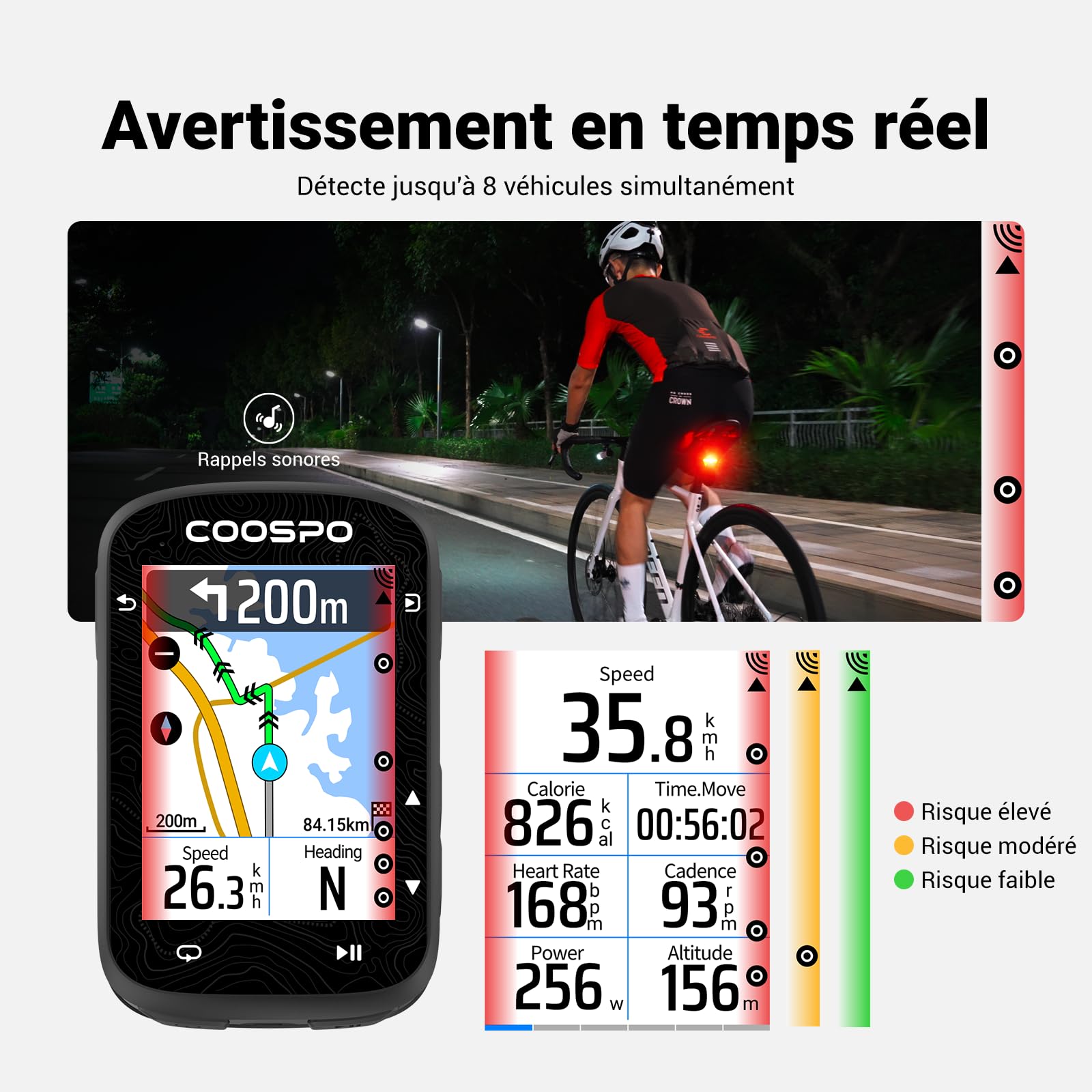 COO SPO TR70 Inteligentne Światło Tylne do Roweru z Radarem, Wykrywanie 140m, Bluetooth & Ant+ Podwójne Łącze, 7 Trybów Pracy, 40h Autonomi, IP67 Wodoodporne na Rowery Górskie i Miejskie