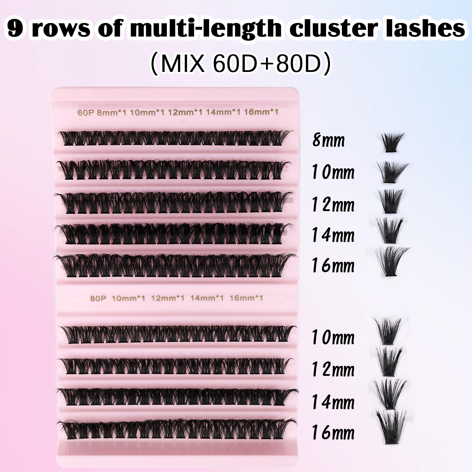 AIZUIWIY Cluster Lashes Natural Lash Extension Kit DIY Individual Lashes Wispy Lashes Fluffy Lash Extensions 60D 80D False Eyelashes with Lash Bond and Remover - Image 2