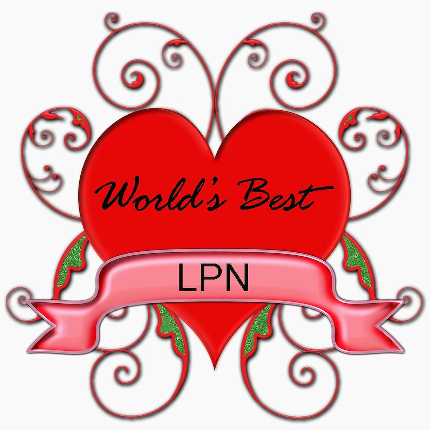 CafePress Worlds Best LPN Nurse With Heart Greeting Card (20-pack), Note Card with Blank Inside, Birthday Card Matte