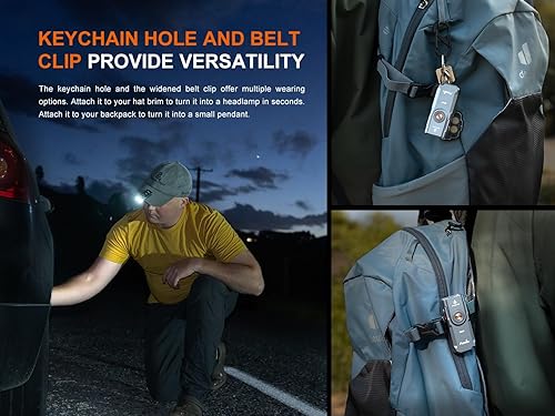 Miniatura 5 de Fenix E06R - Linterna de llavero EDC 3 en 1 de 700 lúmenes, USB-C recargable, incluye luz UV y organizador Lumentac (gris)