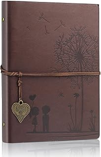 A5 Notizbuch Nachfüllbar Tagebuch Vintage Spiralbindung Reisetagebuch PU Leder Notebooks journal für Zeichnen Skizzieren Geschenk für Mädchen Jungen braun
