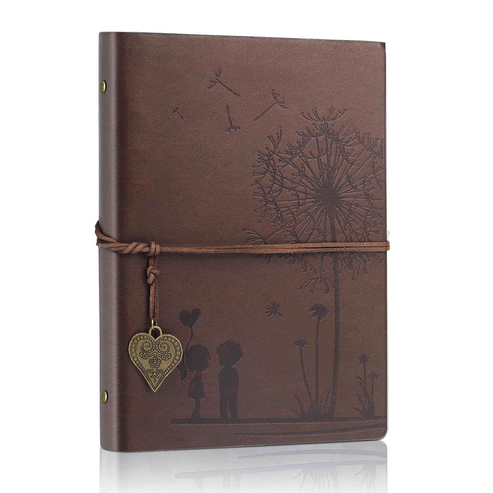 Aomiduo A5 Refillable Vintage Notebook Leather Notebooks Travel Diary Yellow Blank Paper Diary 100 Sheets / 200 Pages for Drawing Sketching