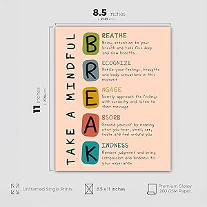 LOLUIS 15 Pcs Boho Mental Health Therapy Unframed 8.5x11in Laminated Poster Educational Supplies