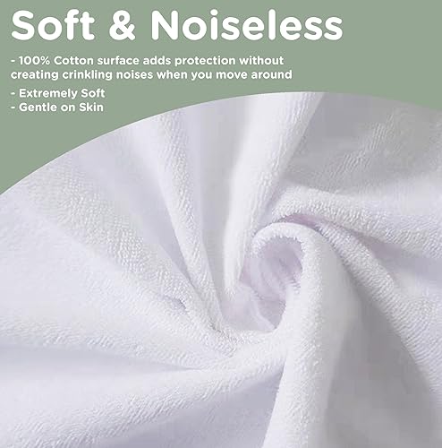 Miniatura 5 de Protector de colchón impermeable elástico ajustado con bolsillos profundos para colchones de cualquier tamaño, acabado de algodón suave,