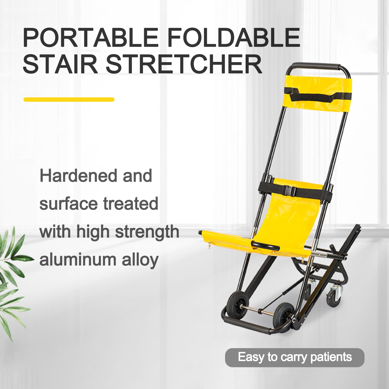 Silla de ruedas de emergencia, silla de transporte portátil plegable para personas mayores con hebillas de liberación rápida para uso en ambulancias y bomberos, capacidad de carga de 350 libras