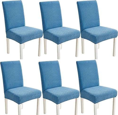 Miniatura 1 de Juego de 6 fundas elásticas para sillas  Fundas extraíbles para sillas de comedor, fundas protectoras de terciopelo lavables a prueba de polvo