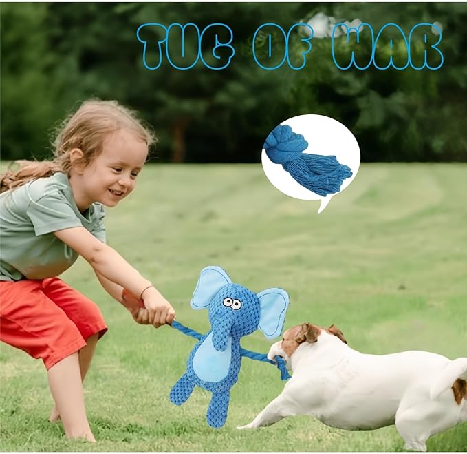 Juguete para Perro Elefante de Cuerda y Squeaky miniatura 6