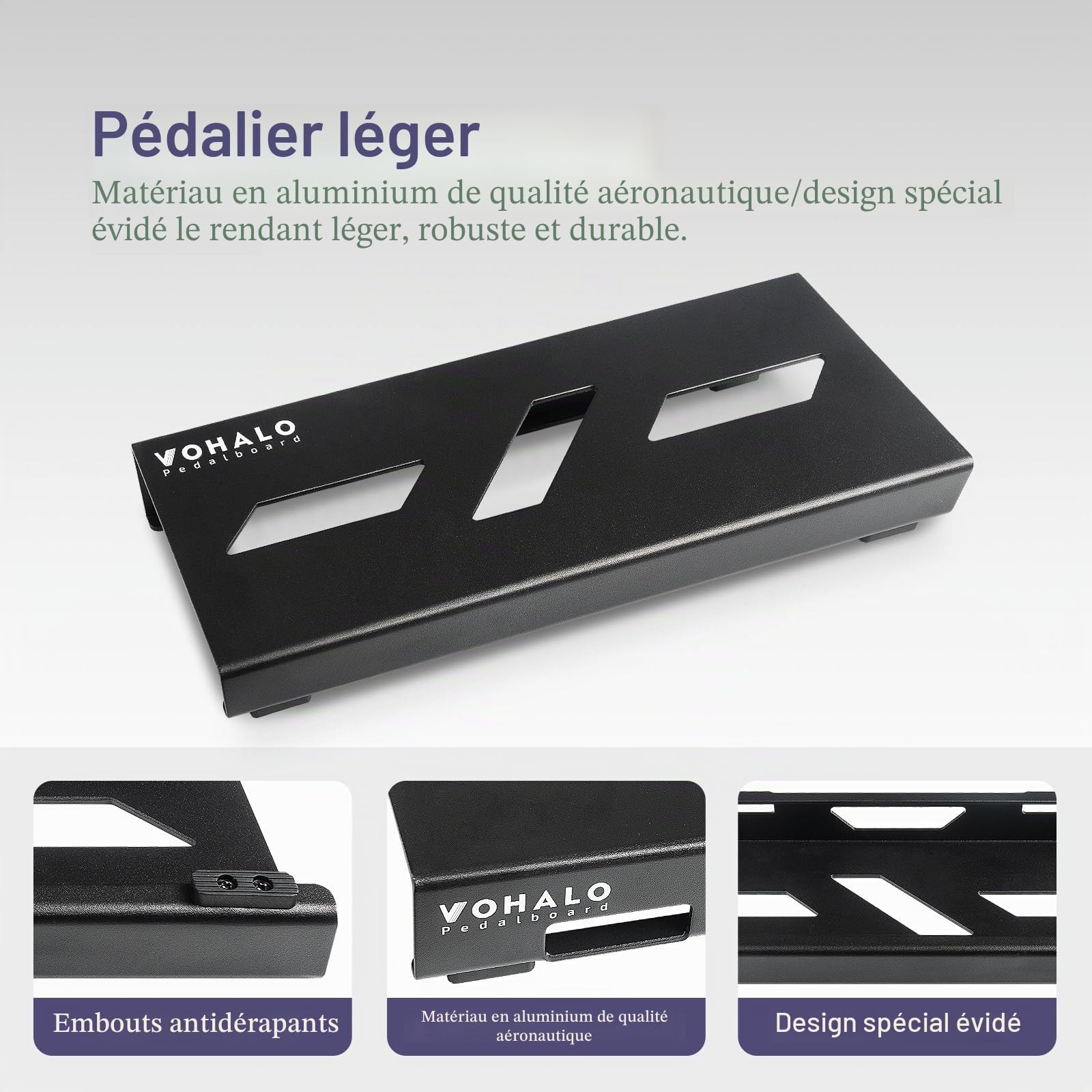 Mini Pédalier de Guitare Boîtier Aluminium Pedalboard Guitar Effects Board avec Pedal Tape, Cable Tie, Patch cable Noir