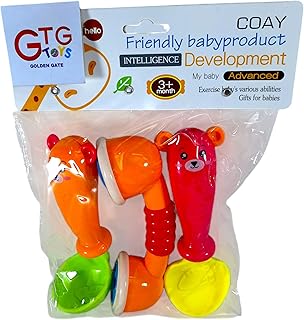 لعبة مجموعة شخشيخة للأطفال مكونة من 3 قطع من جي تي جي تويز