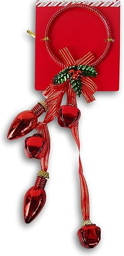 Miniatura 3 de Percha de puerta de Navidad con cascabeles y bombillas - 11 pulgadas (rojo)