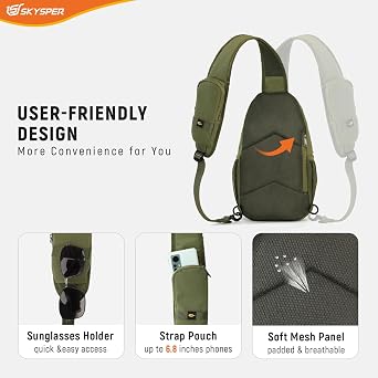 SKYSPER Sling Bag RFID Cross Body Bag Recycled Crossbody Backpack Travel Daypack
