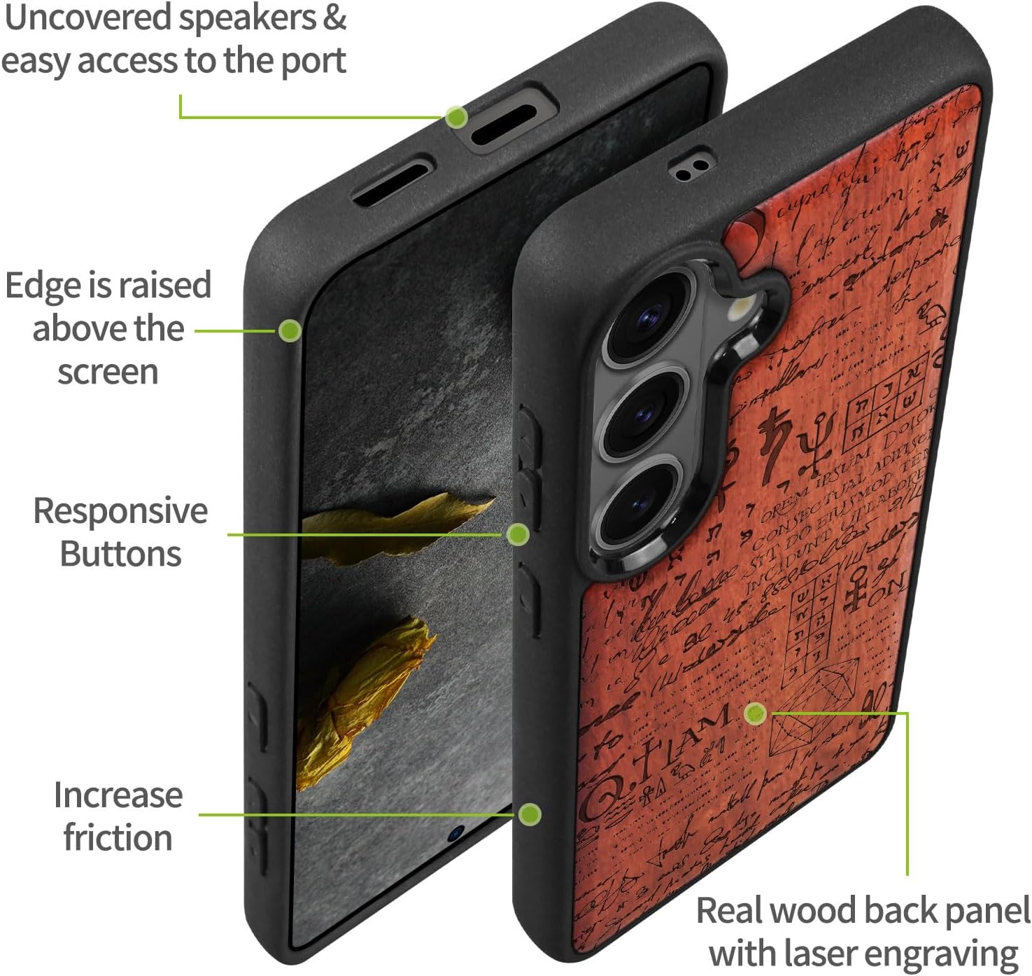 Carveit Magnetic Wooden Case for Galaxy S26+ Samsung S26 Plus Case, TPU Shockproof Cover & Wood Engraved, Compatible with MagSafe Wireless Chargers (Magic Book) Rosy