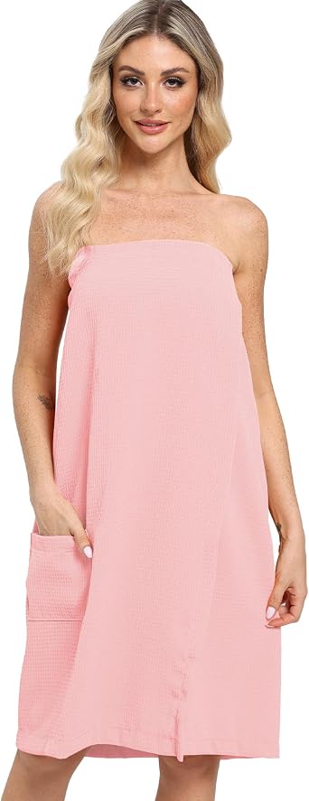 Xeoxarel Womens Waffle Lightweight Towel Wrap with Adjustable Closure