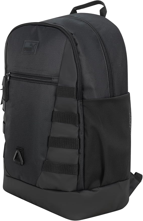PUMA Fluid Backpack in Performance Airmesh with Laptop Sleeve & Padded Adjustable Straps, Black/Silver, One Size