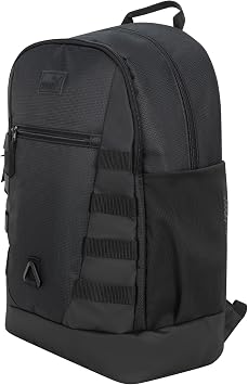 PUMA Fluid Backpack in Performance Airmesh with Laptop Sleeve & Padded Adjustable Straps, Black/Silver, One Size