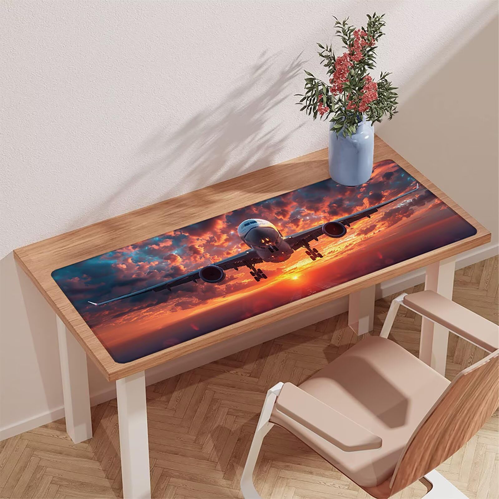 Tappetino Mouse Rosso, Tappetino Mouse XXL 1200x600 mm, Gaming Mouse Pad con Base in Gomma Antiscivolo, Gaming Mousepad Migliora Precisione e Velocità, Accessori Scrivania, Regalo, Aereo 9-7707