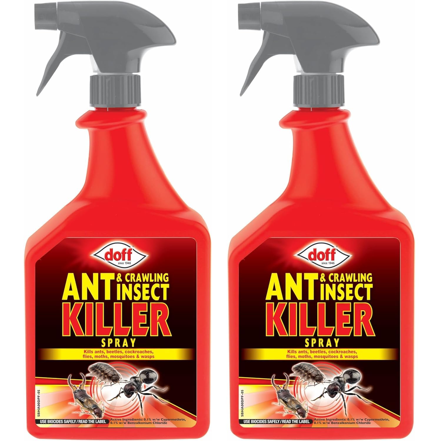 Ant & Crawling Insect Killer Spray 1L – Pack of 2 – Fast-Acting Indoor & Outdoor Bug Spray – Kills Ants, Cockroaches, Woodlice, Earwigs & Crawling Insects