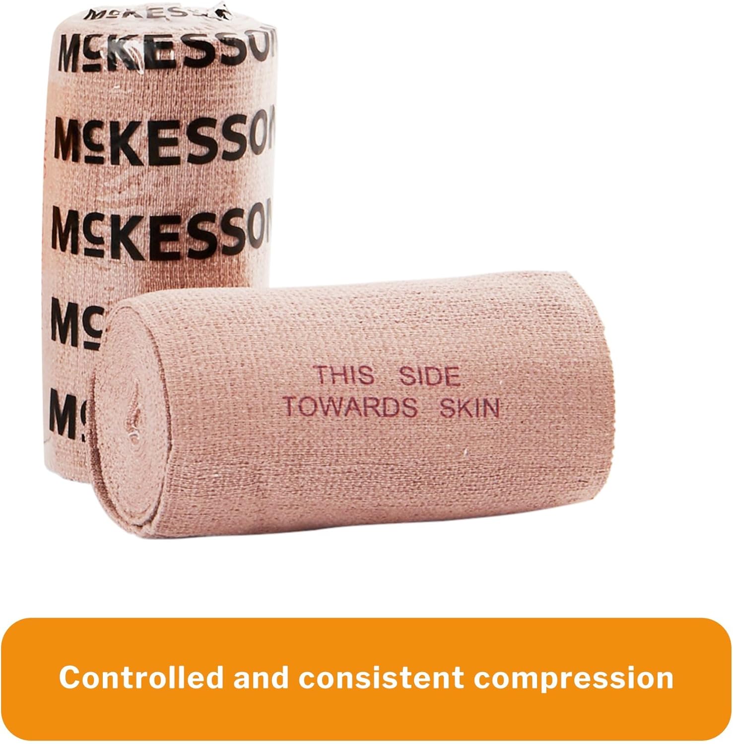 McKesson Elastic Bandage, Non-Sterile, Hook and Loop Closure, 4 in x 5 yds, 10 Count, 5 Packs, 50 Total