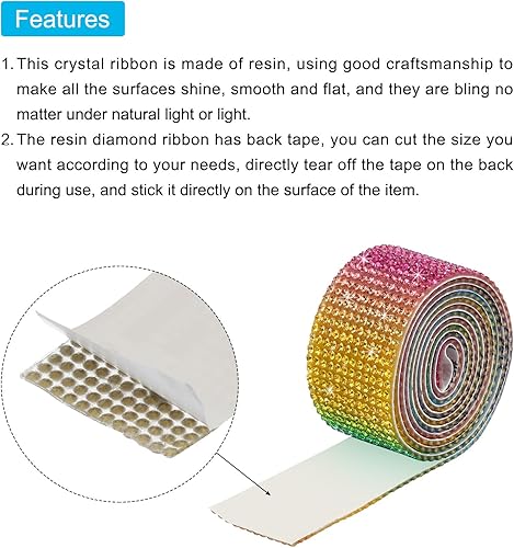 Miniatura 4 de MECCANIXITY 3 rollos de cinta de diamantes de imitación autoadhesiva de 1 pulgada y 3 yardas para proyectos de artes y manualidades, pasteles de