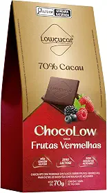 Chocolate 70% Cacau com Frutas Vermelhas – Low Carb, Sabor Irresistível – 70g