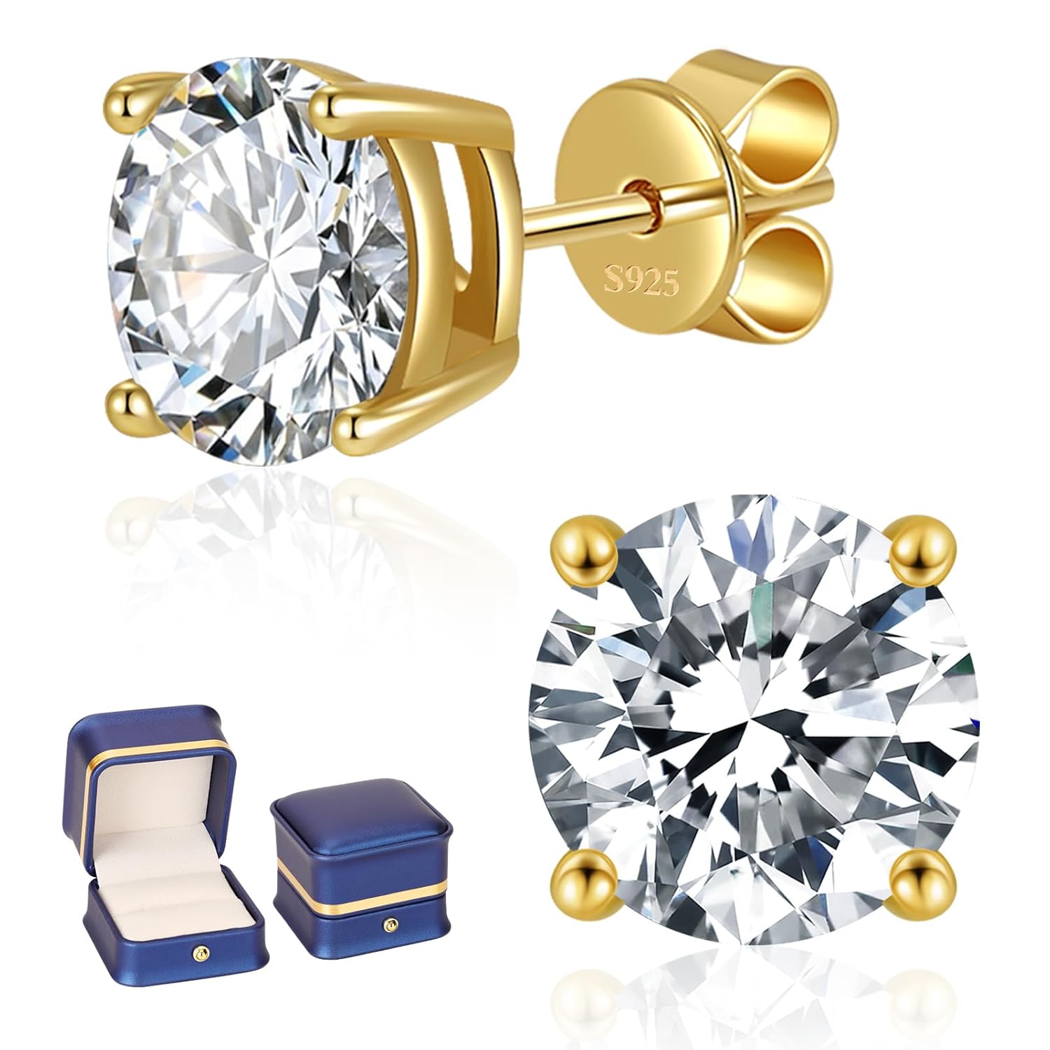 Moissanite Stud Earrings for Women Men 0 6-6CT D Color Round Cut Four Prong Moissanite Earrings 18K Gold