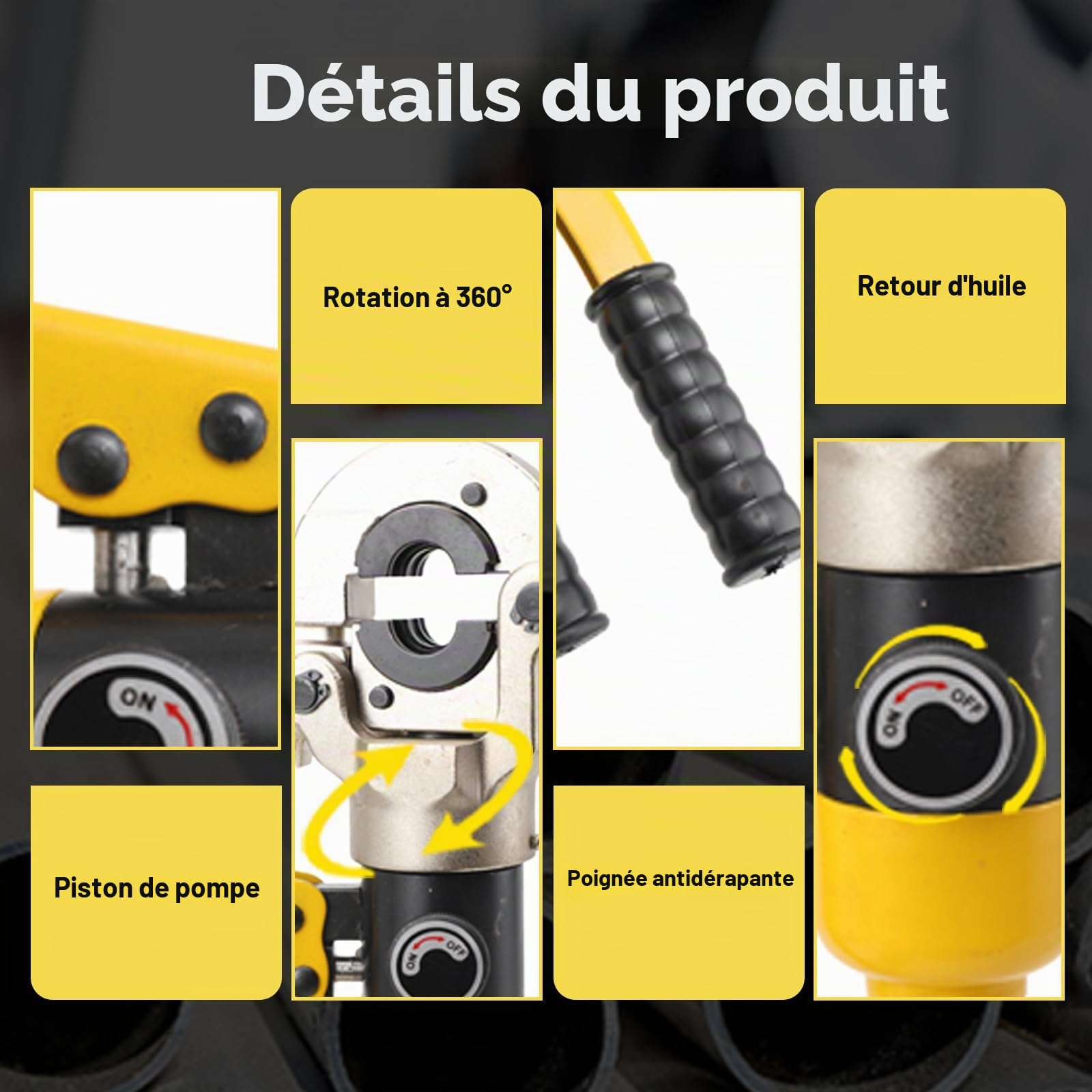 Pince à Sertir Hydraulique 6 T, avec 4 Matrices TH (16 20 25 32 mm)