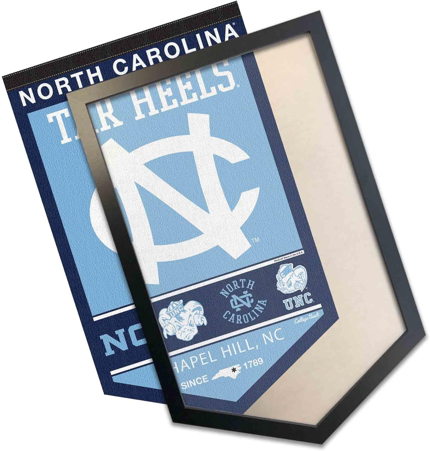 College Flags & Banners Co. UNC Tar Heels Heritage Logo History and Wood Banner Frame