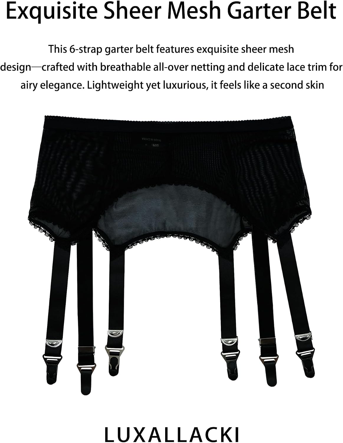 Light Soft Pull-on Mesh Waist Girdle, Minimalist 6 Straps Garter Belt Women Retro Lingerie image 3