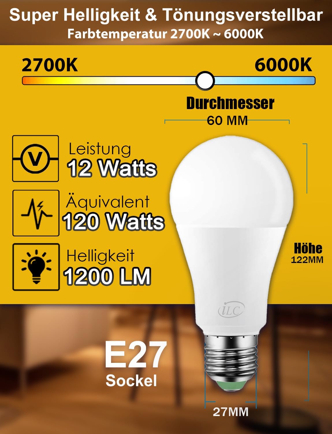 Bec LED iLC Alexa în timpul utilizării în diferite moduri de iluminare