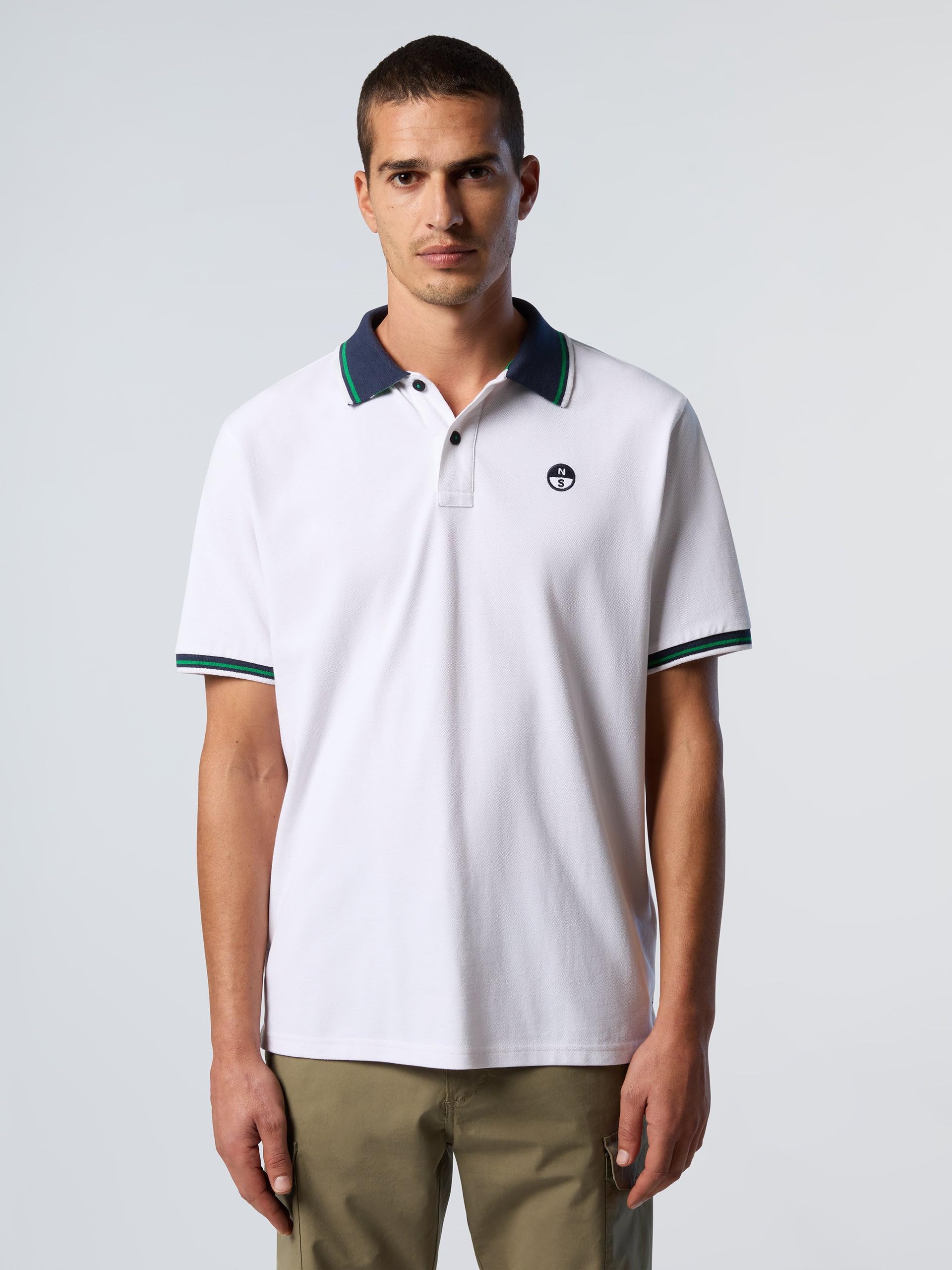 NORTH SAILS Polo Uomo in piqué di Cotone Organico con Dettagli a Righe