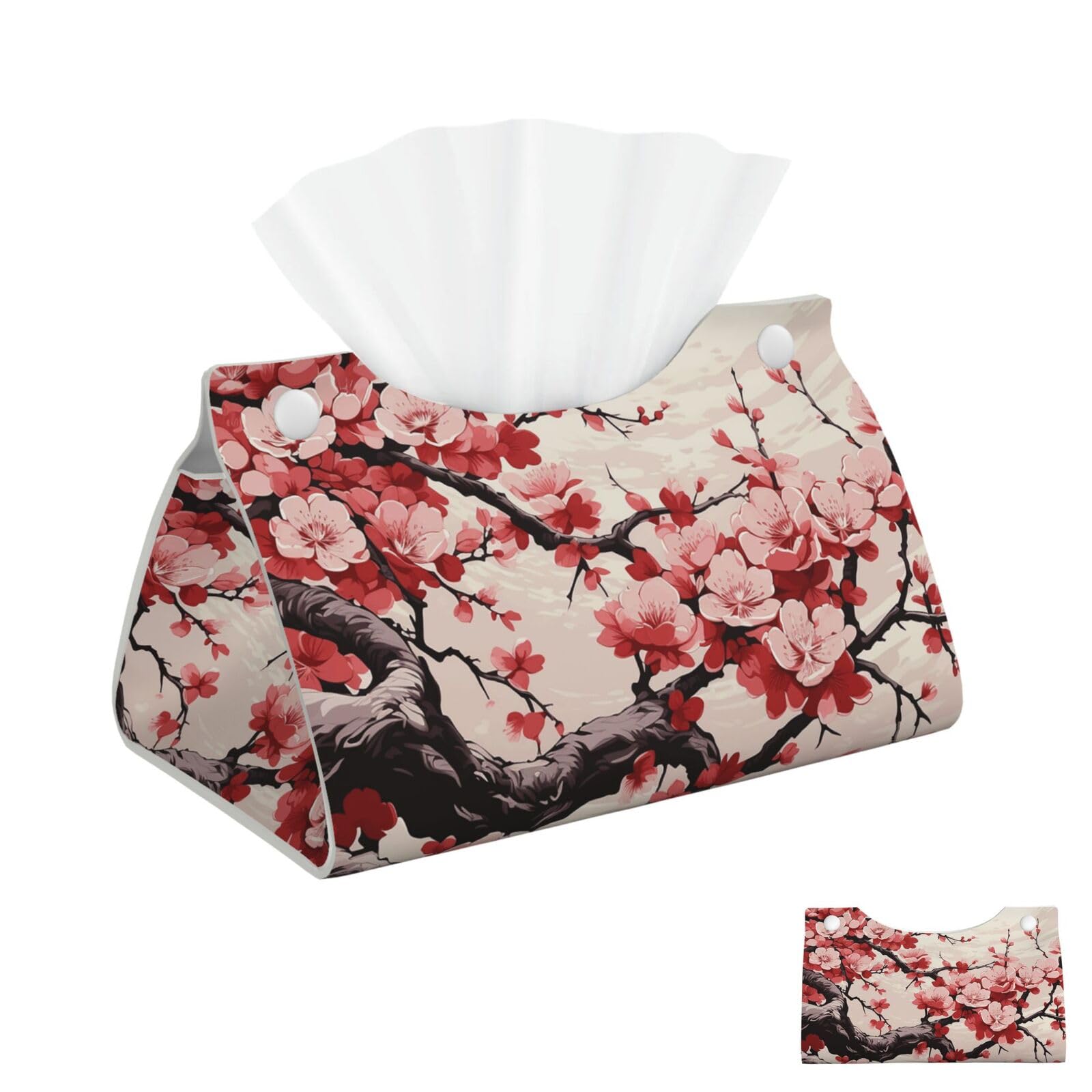 Japanese Floral Cherry Blossom Tissue Box Cover Square Cube Boxes