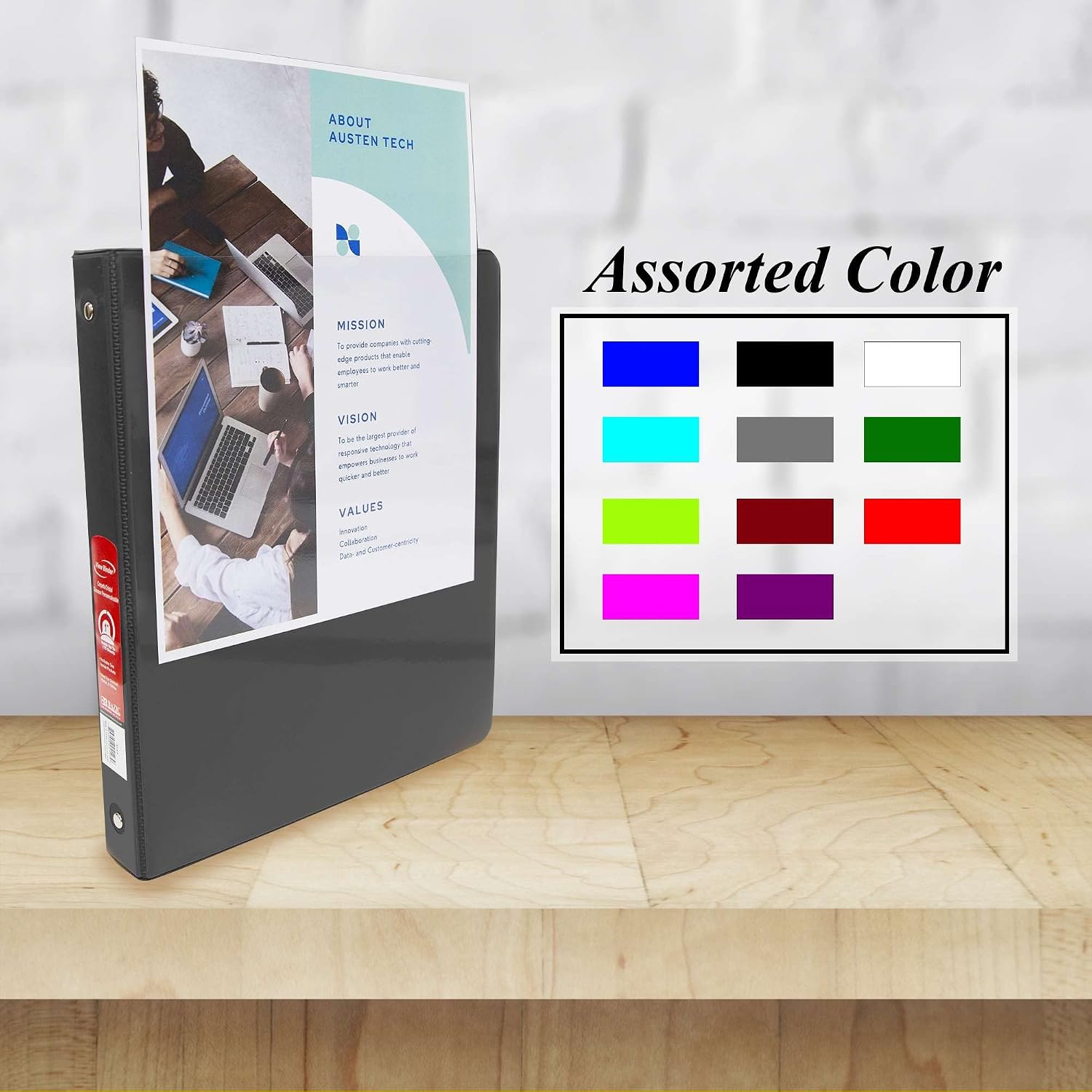 BAZIC Products 1 Inch Binder, 3 Ring View Cover, Black, 175 Sheets