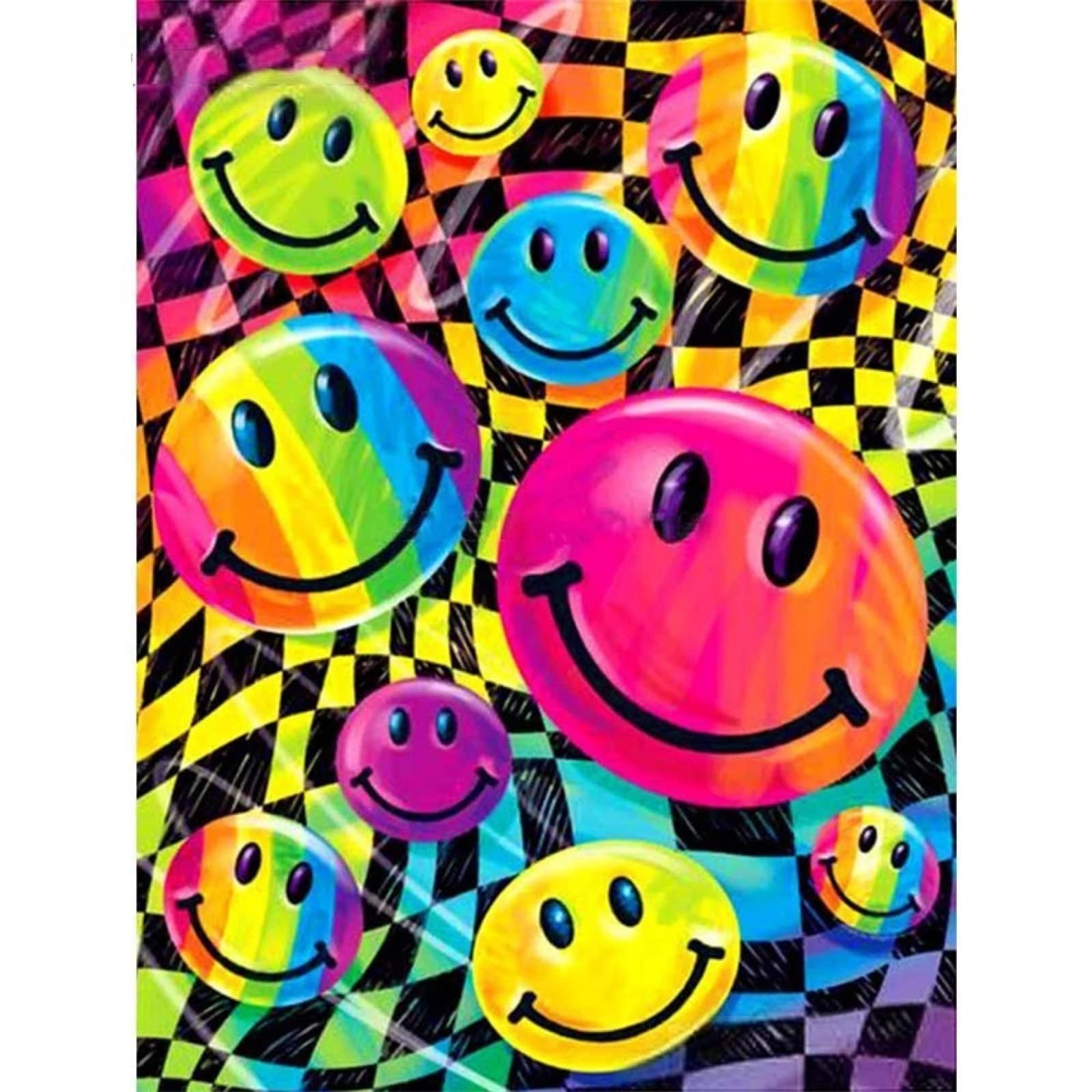 DIY Diamond Painting Kits for Adults Kids Square Drill Smiley Face 20x30cm Full Drill Diamond Art Kits Crystal Rhinestone Embroidery Cross Stitch Picture Arts Craft for Home Wall Decor 8x12 inch