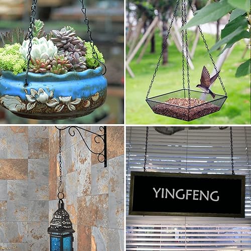 Miniatura 5 de YINGFENG Paquete de 10 cadenas colgantes negras de 9.5 pulgadas, colgadores de plantas de jardín para colgar comederos de pájaros, vallas