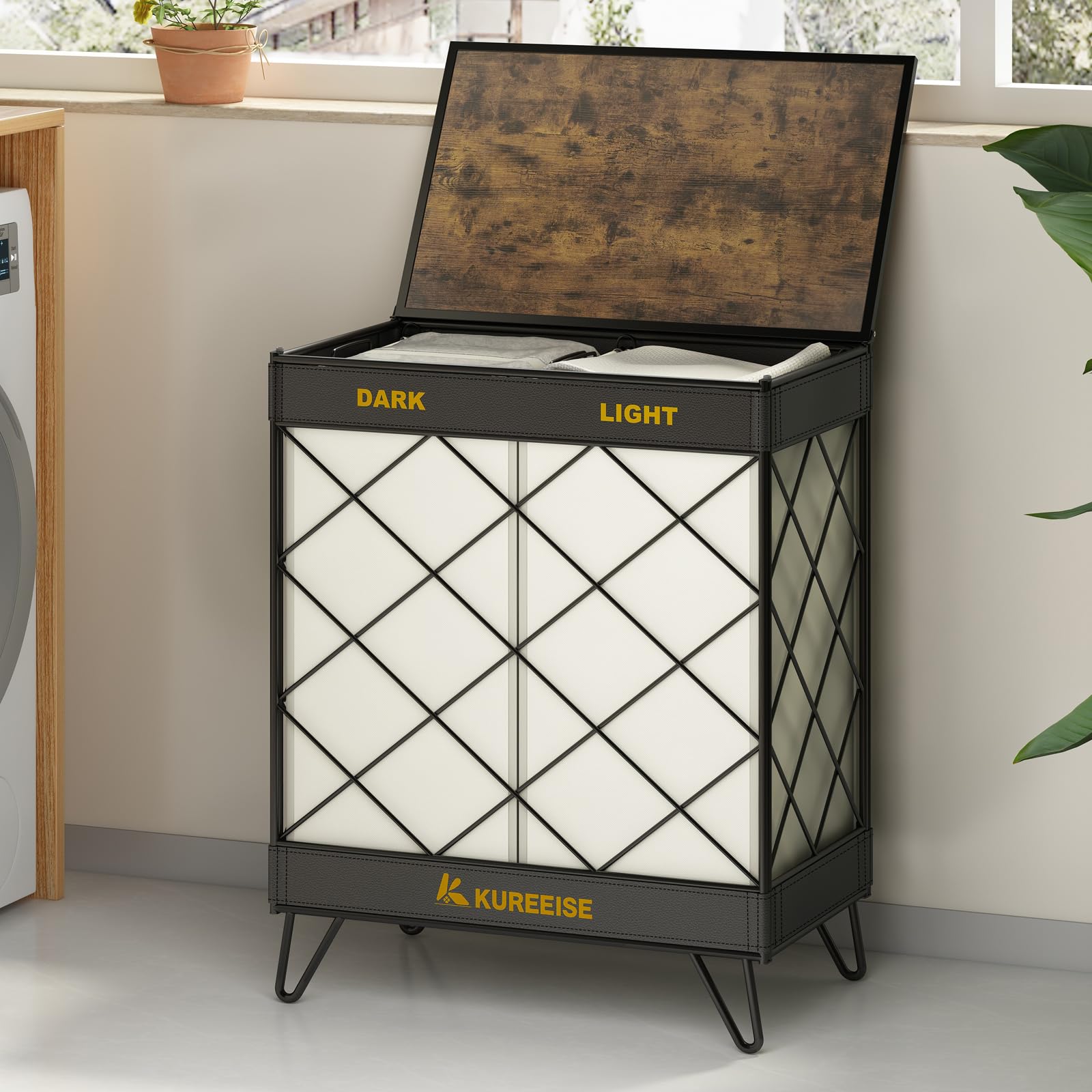 Laundry Hamper, 29 Gal (110L) Divided Laundry Basket with Removable Liner Bag